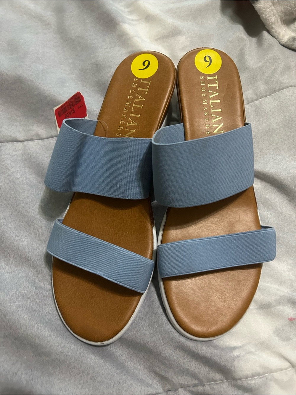 Italian Shoemakers Light Blue Dual-Strap Slide Sandals